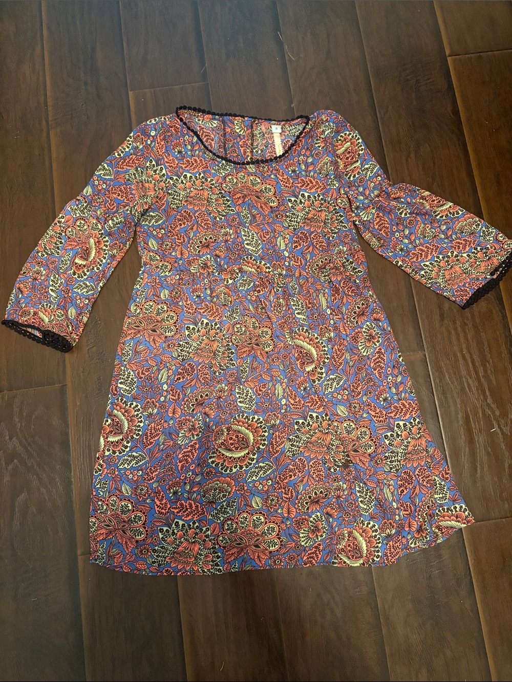 Uncle Frank Pink & Blue Floral Paisley Casual Dress